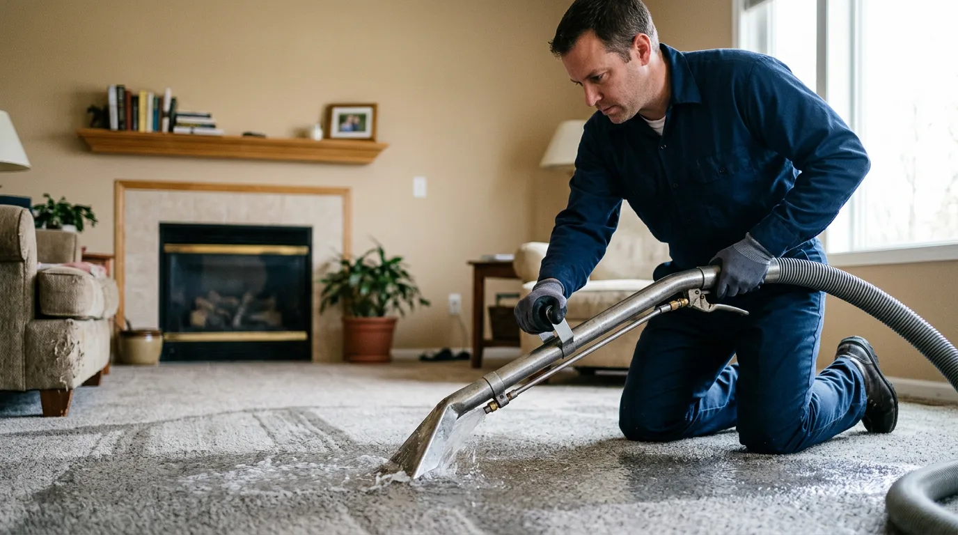 Water damage restoration technician working near Reynolds, GA